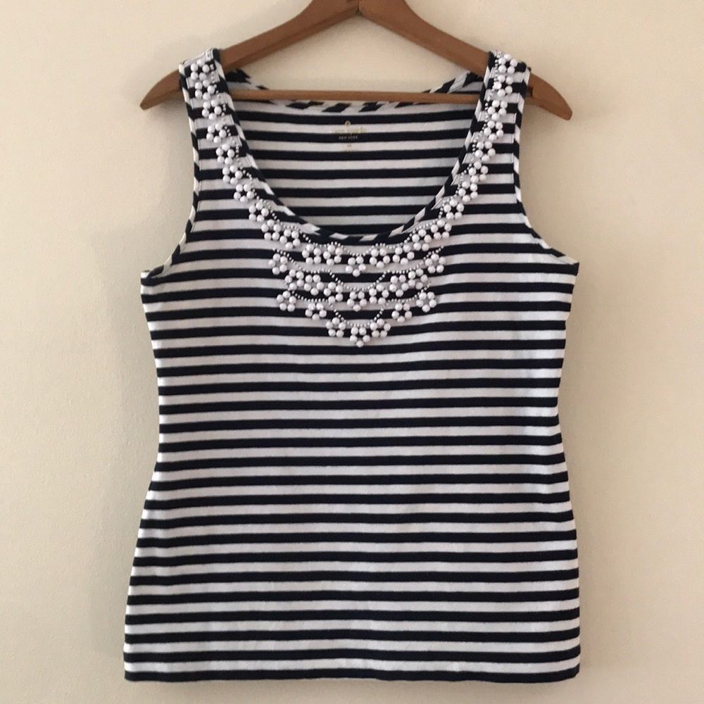 Kate Spade Navy Blue&White Stripes Tank Top Size M
